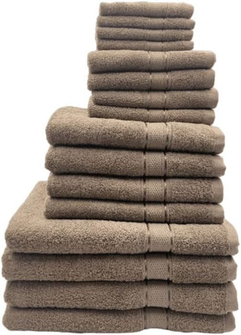 INFINI HOMES Daffodil Dark Beige Premium Cotton Bath Towel Set - 16 Piece Family Pack | UAE Delivery