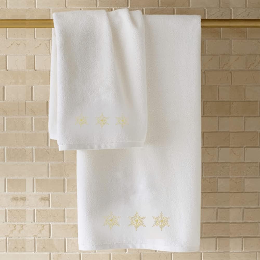 INFINI HOMES Luxury Embroidered Snowflake Hand Towel - Premium 100% Cotton Bath Linen UAE