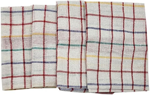 INFINI HOMES Orchard Red Multi Checks Tea Towel Set - Premium Kitchen Linens UAE