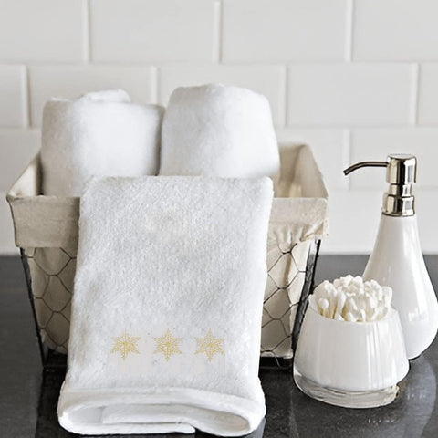 INFINI HOMES Luxury Embroidered Snowflake Hand Towel - Premium 100% Cotton Bath Linen UAE