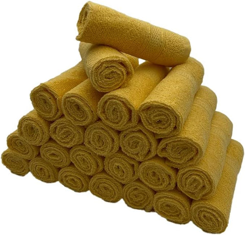 INFINI HOMES Daffodil Yellow Premium Face Towel Set - 30x30cm (24 Pack) | 100% Cotton Hotel Quality Bath Linen UAE
