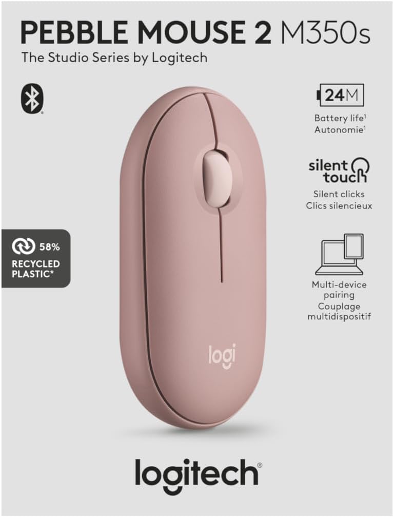 Logitech Pebble Mouse M350s Rose - Wireless Bluetooth Mouse UAE | Dubai, Abu Dhabi, Sharjah