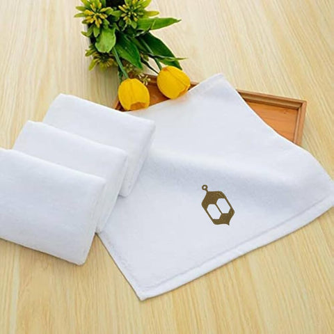 INFINI HOMES Iris Embroidered Face Towel 33x33cm 600 GSM - Premium Cotton Ramadan Lantern Design Gold Thread