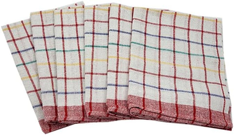 INFINI HOMES Premium Orchard Red Multi Checks Tea Towel Set - 50x70cm (Pack of 6) | UAE Kitchen Essentials