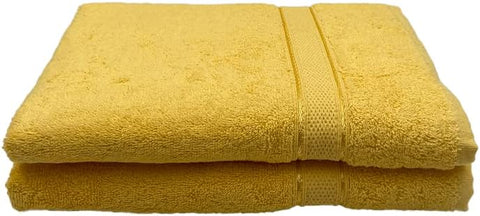 INFINI HOMES Premium Daffodil Yellow Bath Towel Set - 70x140cm (Set of 2) | 600 GSM Cotton Hotel Quality