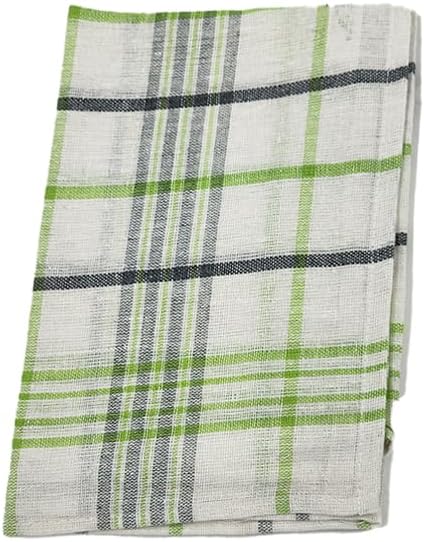 INFINI HOMES Premium Tea Towel Set - Orchard Green & Orange Multi Checks (50x70cm) - Set of 8