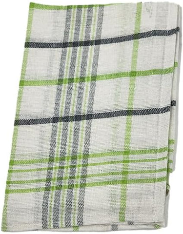 INFINI HOMES Premium Tea Towel Set - Orchard Green & Orange Multi Checks (50x70cm) - Set of 8