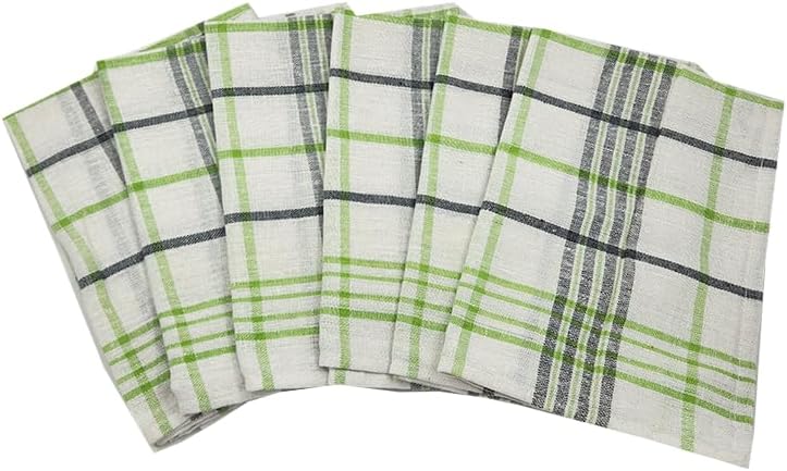 INFINI HOMES Orchard Green Multi Checks Tea Towel Set - Premium Kitchen Towels UAE