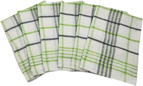 INFINI HOMES Orchard Green Multi Checks Tea Towel Set - Premium Kitchen Towels UAE