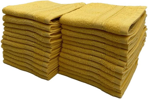 INFINI HOMES Daffodil Yellow Premium Face Towel Set - 30x30cm (24 Pack) | 100% Cotton Hotel Quality Bath Linen UAE