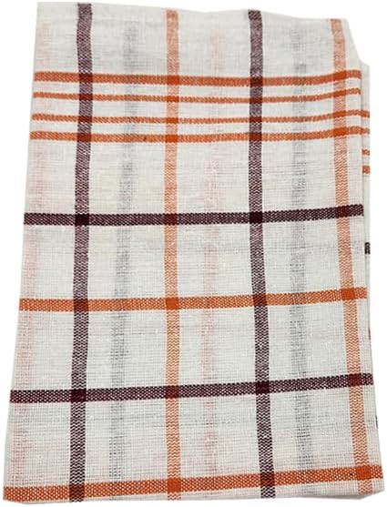 INFINI HOMES Premium Tea Towel Set - Orchard Green & Orange Multi Checks (50x70cm) - Pack of 6