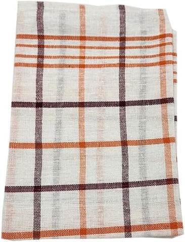 INFINI HOMES Premium Tea Towel Set - Orchard Green & Orange Multi Checks (50x70cm) - Pack of 6
