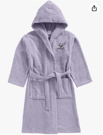 INFINI HOMES Daffodil Monogrammed Kids Bathrobe - Premium Terry Cotton Hooded Robe for 12 Year Olds