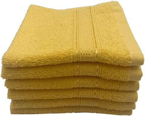 INFINI HOMES Daffodil Premium Face Towel Set - 30x30cm (6 Pack) - 600 GSM Cotton - UAE Wide Delivery