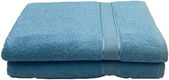 INFINI HOMES Daffodil Light Blue Premium Bath Towel Set - 70x140cm (Set of 2) | 100% Cotton Hotel Quality | UAE Delivery