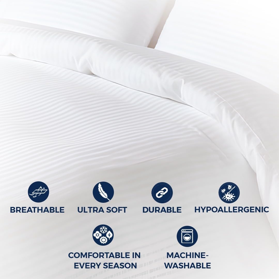 INFINI HOMES Microfiber Duvet - Striped Queen 200x200 Cotton - Soft Lightweight Luxurious