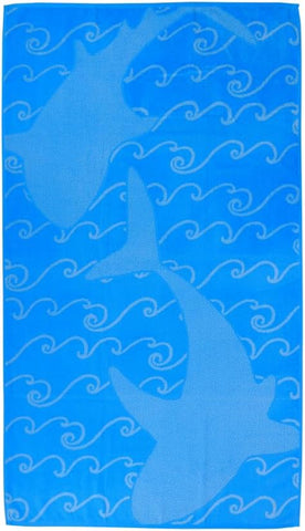 INFINI HOMES Premium Petunia Jacquard Beach Towel - Sharks Design | UAE Delivery