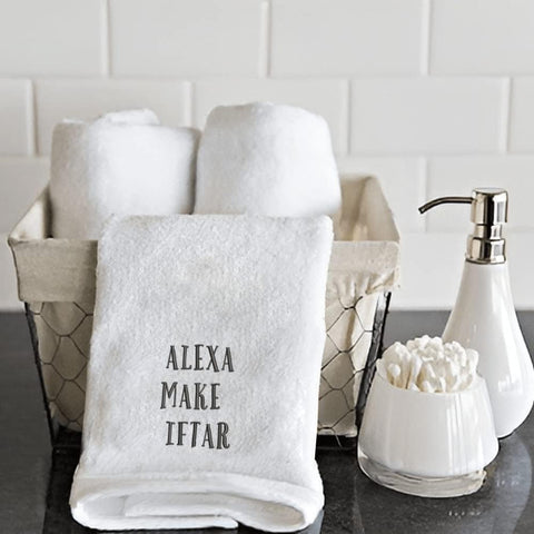 INFINI HOMES Embroidered Ramadan Hand Towel - Alexa Make Iftar - Premium Cotton Kitchen Towel UAE