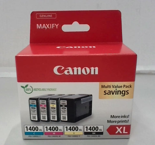 Canon PGI-1400XL Ink Cartridges - High Yield 4-Pack (Black, Cyan, Magenta, Yellow) - UAE