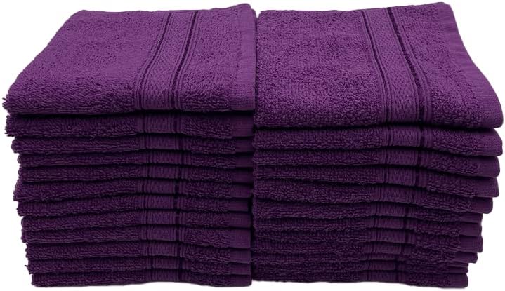 INFINI HOMES Daffodil Purple Premium Face Towel Set - 30x30cm (24 Pack) | UAE Delivery