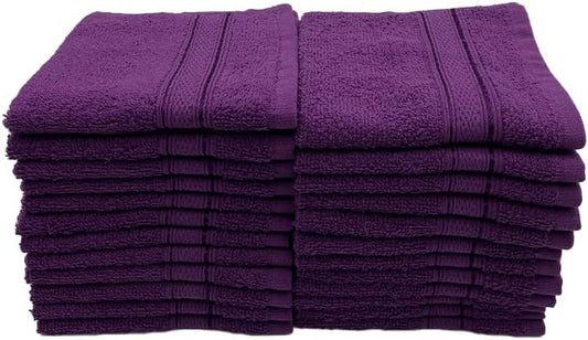 INFINI HOMES Daffodil Purple Premium Face Towel Set - 30x30cm (24 Pack) | UAE Delivery