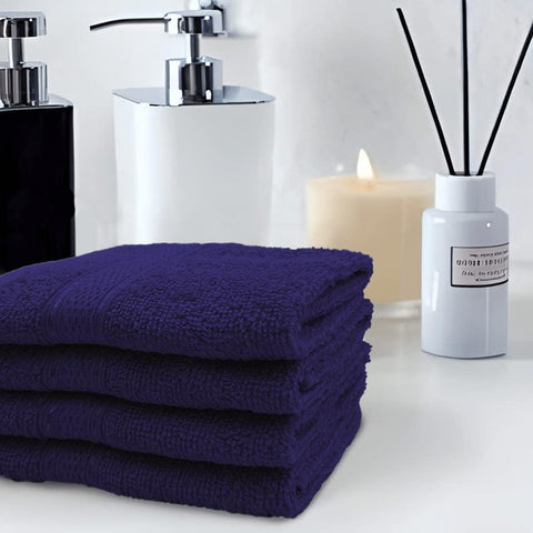 INFINI HOMES Daffodil Navy Blue Premium Face Towel Set - 30x30cm (24 Pack) | 500 GSM Cotton Bath Linen UAE