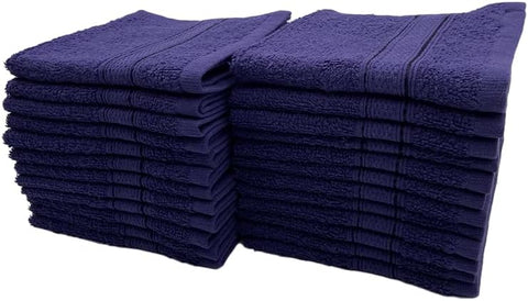 INFINI HOMES Daffodil Navy Blue Premium Face Towel Set - 30x30cm (24 Pack) | 500 GSM Cotton Bath Linen UAE