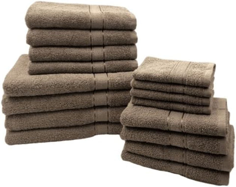 INFINI HOMES Daffodil Dark Beige Premium Cotton Bath Towel Set - 16 Piece Family Pack | UAE Delivery