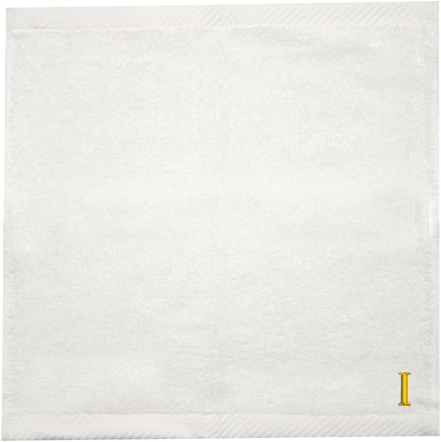 INFINI HOMES Premium Embroidered Monogrammed Face Towels - Letter I (Set of 6) | 100% Cotton 600 GSM Hotel Quality Bath Linen