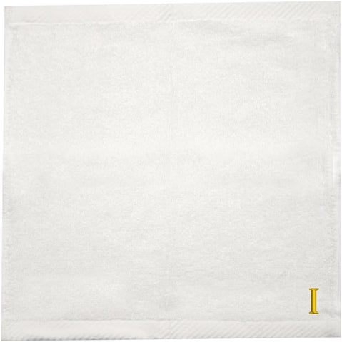 INFINI HOMES Premium Embroidered Monogrammed Face Towels - Letter I (Set of 6) | 100% Cotton 600 GSM Hotel Quality Bath Linen