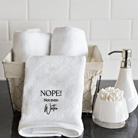 INFINI HOMES Premium Ramadan Hand Towel - Embroidered 'Nope Not Even Water' - 100% Cotton Quick Dry Kitchen Towel 600 GSM