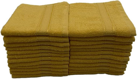 INFINI HOMES Daffodil Yellow Premium Face Towel Set - 30x30cm (24 Pack) | 100% Cotton Hotel Quality Bath Linen UAE