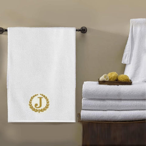 INFINI HOMES Luxury Monogrammed Bath Towel - Premium 100% Cotton Hotel Quality 70x140cm (Golden Letter J) - UAE Wide Delivery