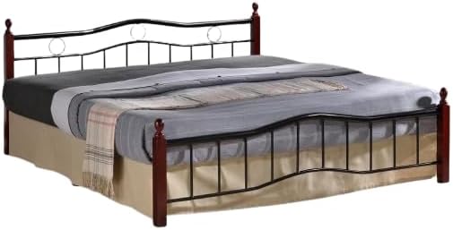 INFINI HOMES Metal Frame Bed with Wooden Legs 190x180cm - Premium Bedroom Furniture UAE