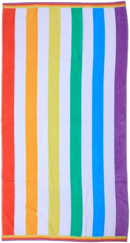INFINI HOMES Premium Petunia Jacquard Beach Towel - 86x162cm Rainbow Cotton UAE