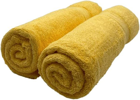 INFINI HOMES Premium Daffodil Yellow Bath Towel Set - 70x140cm (Set of 2) | 600 GSM Cotton Hotel Quality