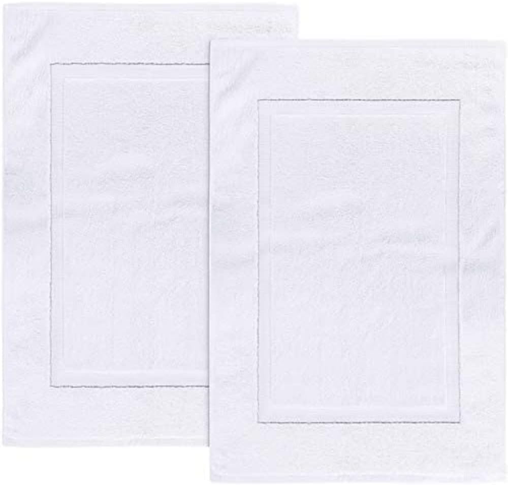 INFINI HOMES White Luxury Bath Mat Set - Premium 100% Cotton 50x80cm (Pack of 2) - UAE Wide Delivery
