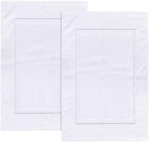 INFINI HOMES White Luxury Bath Mat Set - Premium 100% Cotton 50x80cm (Pack of 2) - UAE Wide Delivery