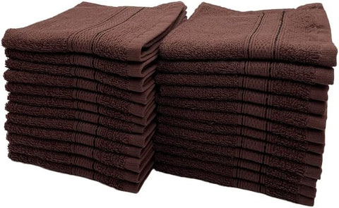 INFINI HOMES Daffodil Brown Premium Face Towel Set - 30x30cm (24 Pack) | UAE Hotel Spa Quality