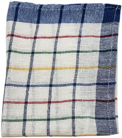 INFINI HOMES Orchard Blue & Red Multi Checks Tea Towel Set - Premium Kitchen Linens UAE