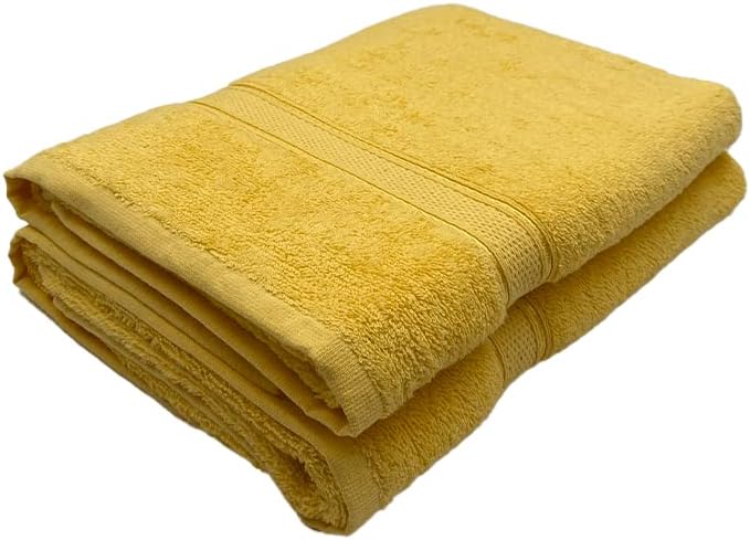 INFINI HOMES Premium Daffodil Yellow Bath Towel Set - 70x140cm (Set of 2) | 600 GSM Cotton Hotel Quality