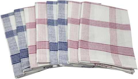 INFINI HOMES Orchard Pink & Blue Multi Checks Tea Towel Set - Premium Kitchen Towels UAE