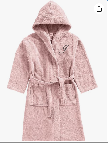 INFINI HOMES Daffodil Monogrammed Kids Bathrobe - Premium Terry Cotton Hooded Robe for 12 Year Olds