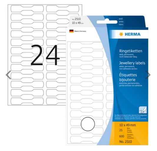 Herma Jewellery Labels UAE | Premium White Labels 10x49mm | Dubai Abu Dhabi Sharjah