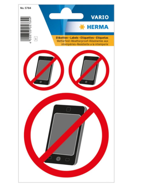 HERMA Vario NO MOBILE Weatherproof Stickers UAE - 3 Pack | Dubai Abu Dhabi Sharjah