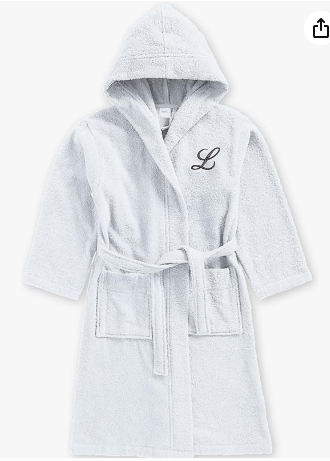 INFINI HOMES Daffodil Monogrammed Kids Bathrobe - Premium Terry Cotton Hooded Robe for Children