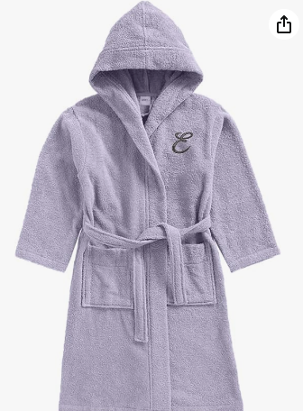 INFINI HOMES Daffodil Kids Bathrobe Letter E - Premium Terry Cotton Hooded Robe UAE