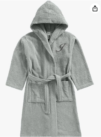 INFINI HOMES Daffodil Monogrammed Kids Bathrobe - Premium Terry Cotton Hooded Robe for 12 Year Olds
