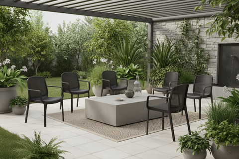 Premium Cedarattan Armchair Set of 6 - Dark Brown Outdoor Furniture UAE | Dubai Abu Dhabi Sharjah