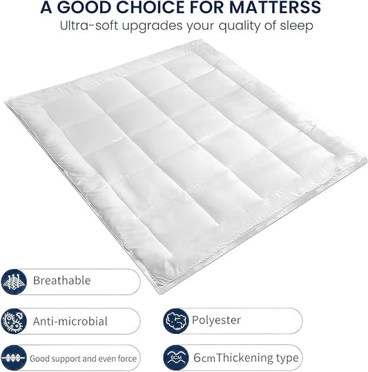 INFINI HOMES Premium Microfiber Mattress Topper 150x200cm - White Dyed | UAE All Emirates Delivery